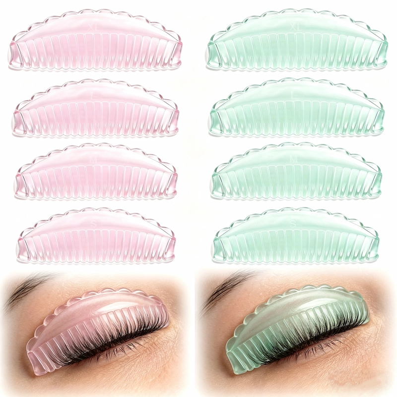 Pink and Green Color Lash Lift Silicone Pads S M L XL Four Sizes Making Natural Lift Looks